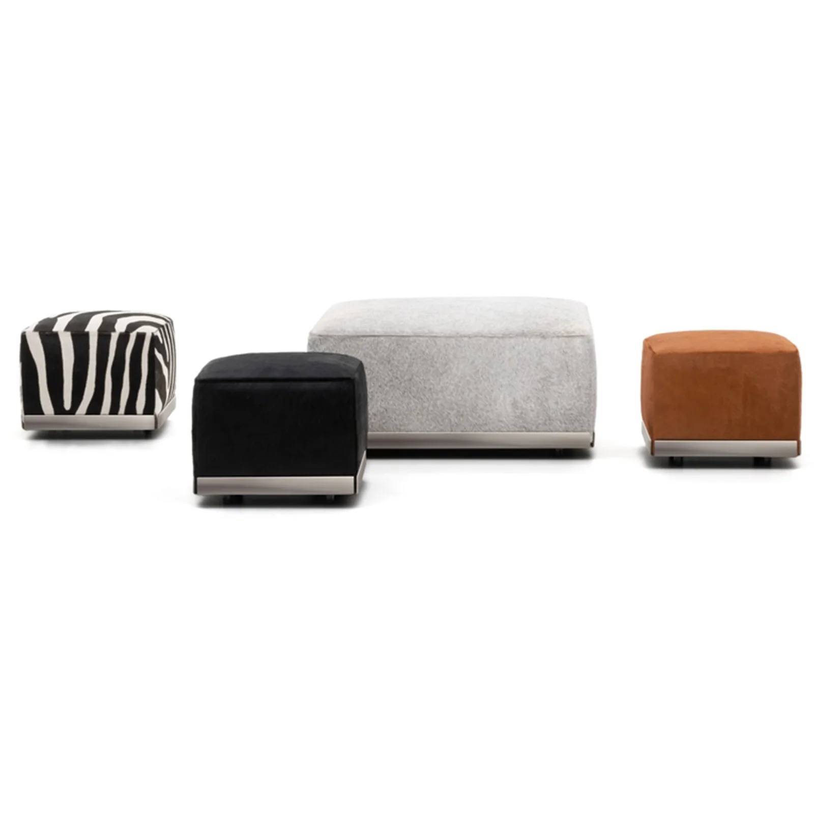 Customized Zebra Pattern Velvet Foot Pouf Stool Ottoman for Living Room