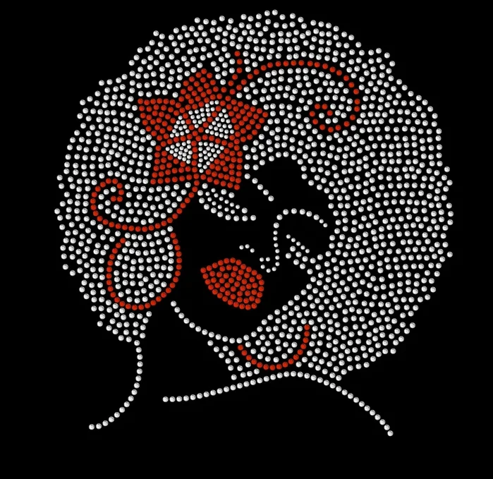 Afro Culture Bling T-Shirt designer iron on transfer hotfix diamond patches rhinestone transfer motif