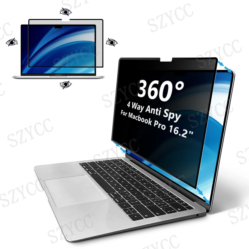 4-сторонний фильтр для защиты от подглядывания матовая антисиняя световая пленка 360 градусов защита экрана Macbook Pro 16
