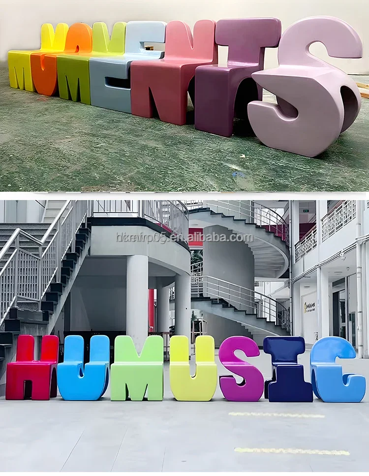 Seating Letters Custom Alphabet Letter Seater Bench Indoor/Outdoor Leisure Waiting ...