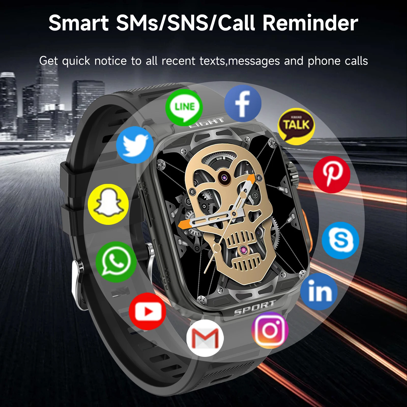 1.91 Inch Fashion Smart Watch Torch Android IOS 430mAh Battery Life Call Voice Assistant IP67 GP5 Square Screen for Silicone
