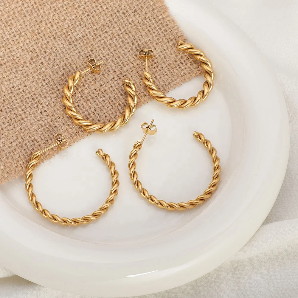 Aliexpress 18k Real Gold Earrings 18K Gold Plated Stainless Steel