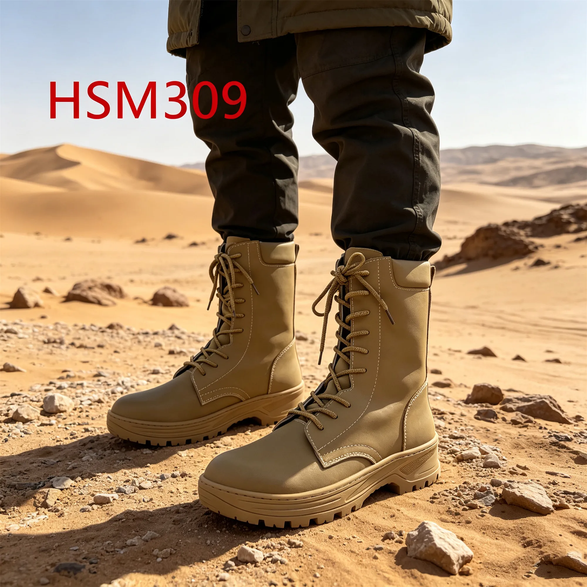 ZYF,Hard Wear Stitching Rubber Outsole Hua Singh Men Leather Boots Egypt Full Natural Cow Leather Sand Color Combat Boots HSM309