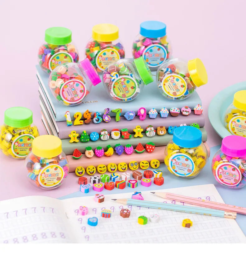 Promotion Custom Shape Mini Kids 3d Animal Erasers Rubber Cute Eraser 50pcs Pack Set Cake Animal