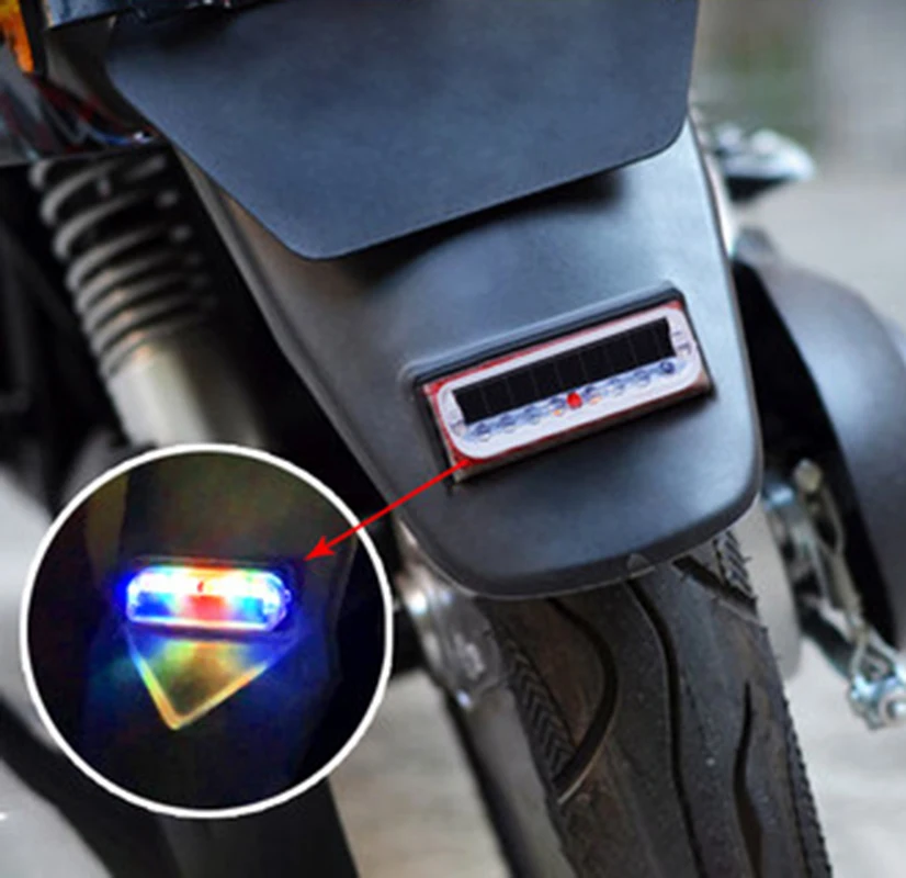 Colorful Solar Anti-rear end Collision Lamp Car Burglar Alarm Motorcycle Tail Strobe Motorcycle Flashing Safety Warning Light