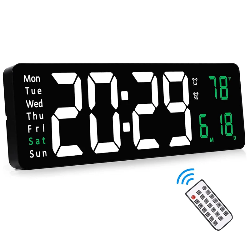 Remote Control Digital Electronic Wall Led Clock With Temperature Week ...