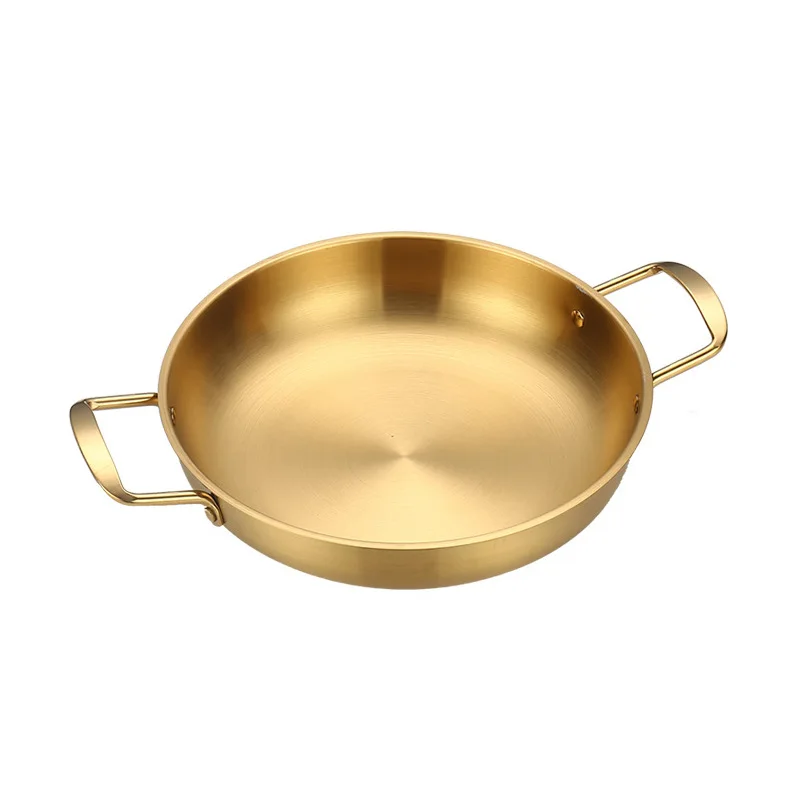 Korean Style Gold Stainless Steel Noddle Hot Pot Instant Noodle Pot Seafood Dry Pots for Home Cooking