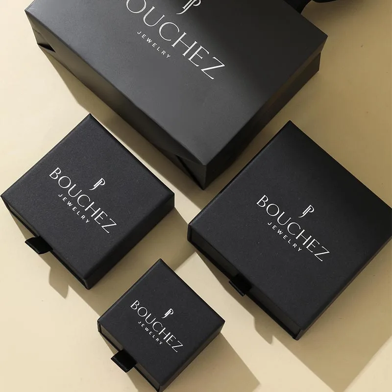 A1 Custom Logo ECO Square Paper Jewelry Gift Packaging Drawer Box with Custom Size & Shape Button Closure FSC ROHS Certified details