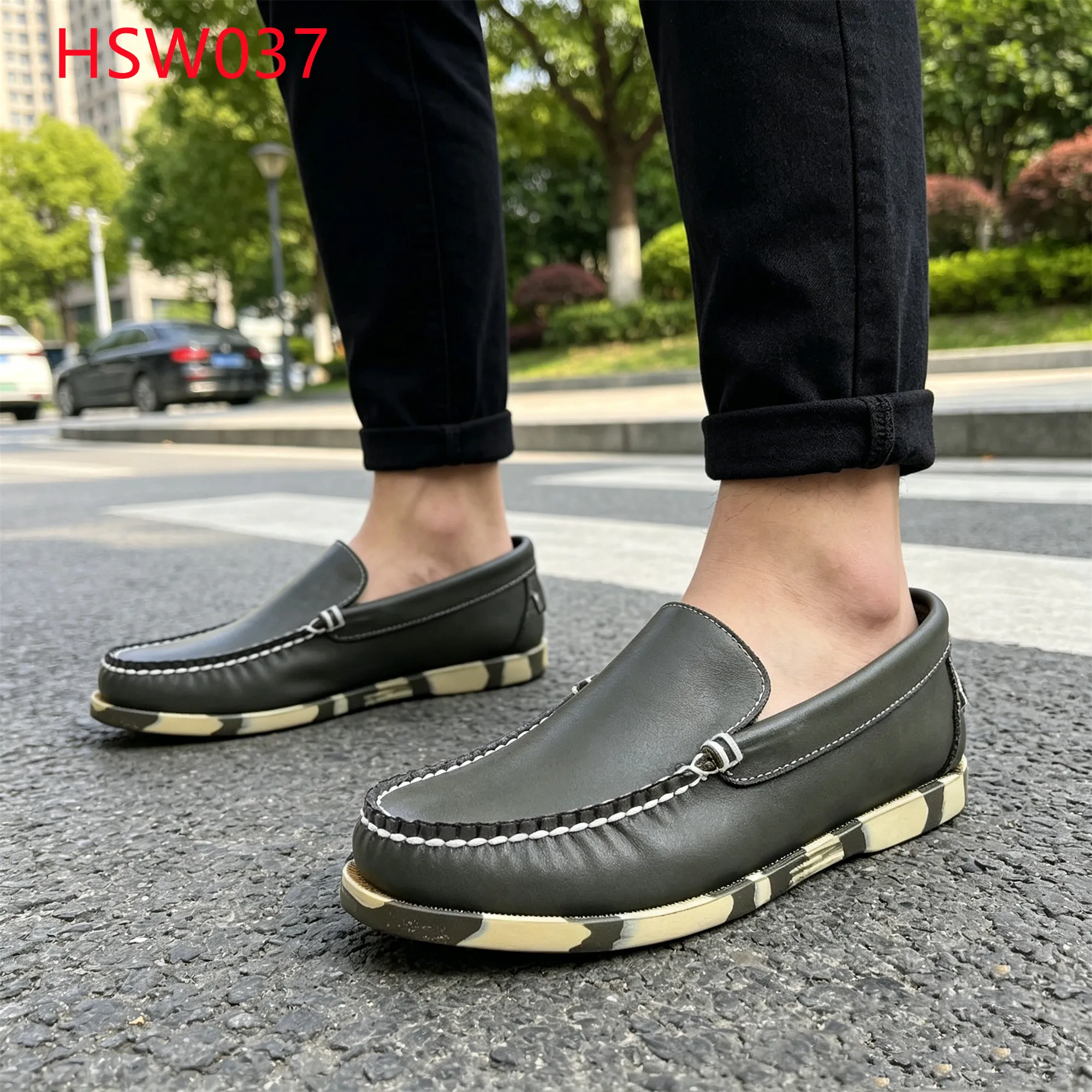 LXG,Daily Walking Colorful Rubber Sole Sage Green Penny Shoes Holiday Trip Odor-Control Great Value Boat Shoes for Sale HSW037