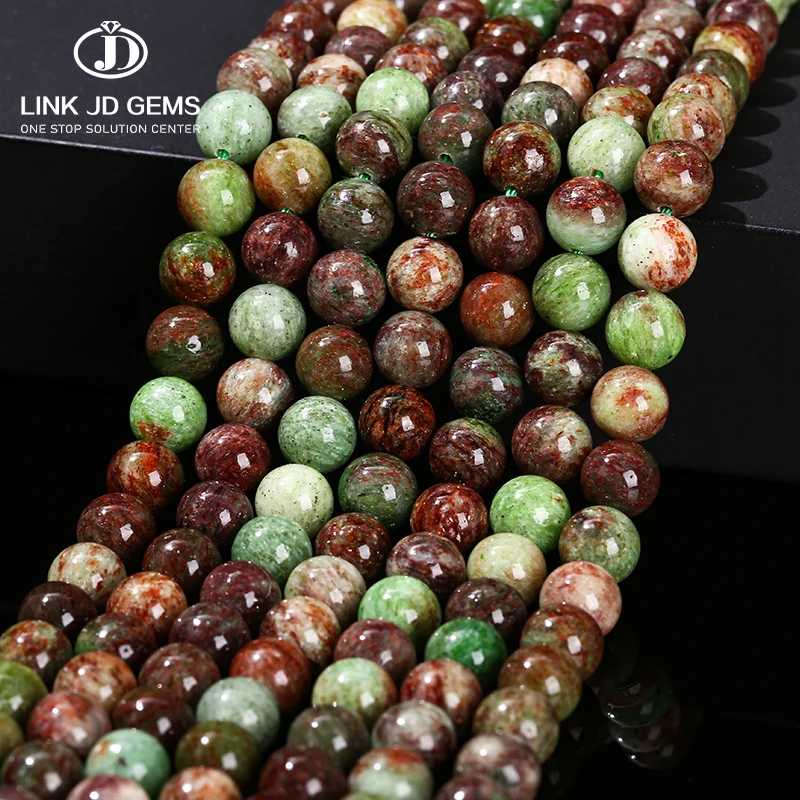 Natural Green Wood Veins Stone Loose Beads For Bulk Jewelry Making