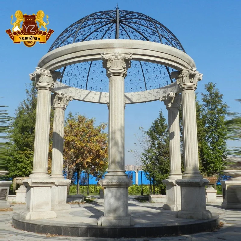 屋外ギリシャ乙女彫刻ヨーロッパデザインガーデン大理石石ガゼボ
