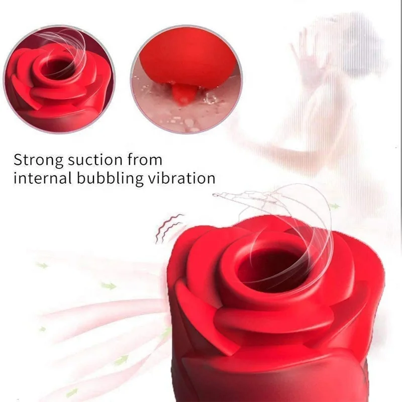 10 Modes Clit Sucker Clitoral Stimulator Rose Sex Toys,Tongue Rose Vibrant  Licker Double Sided Rose Vibrator for Women