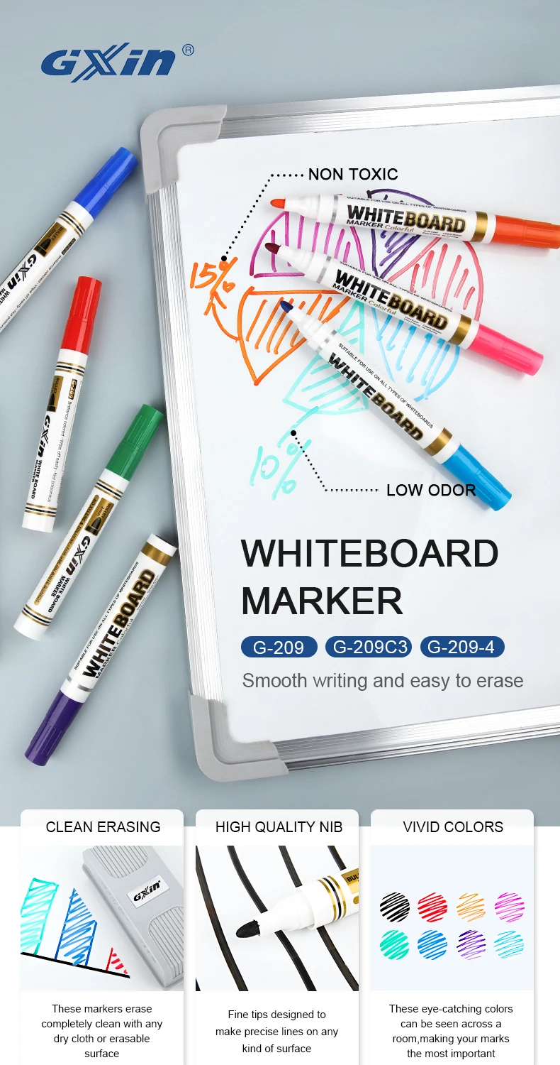 Gxin G209 Manufacture 8 Color Whiteboard Marker Pen Custom Dry Erase