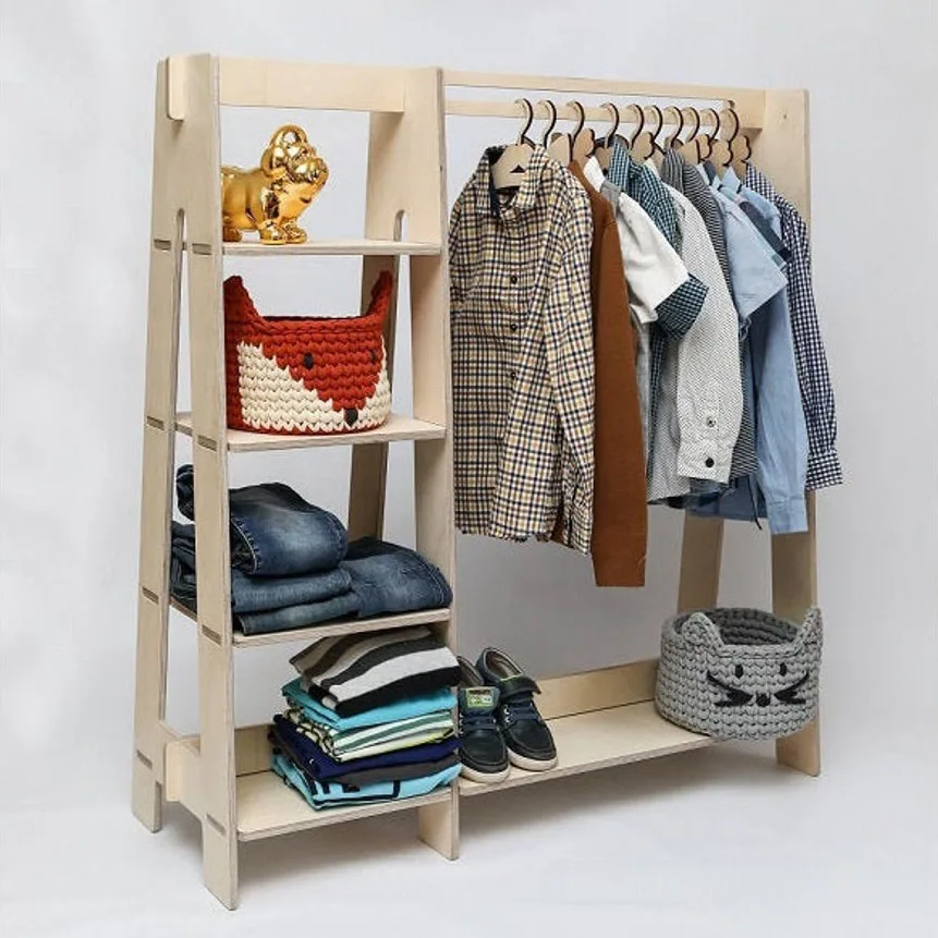 Vendor Display Children Wardrobe Garment Rack, Wood Clothing Rack