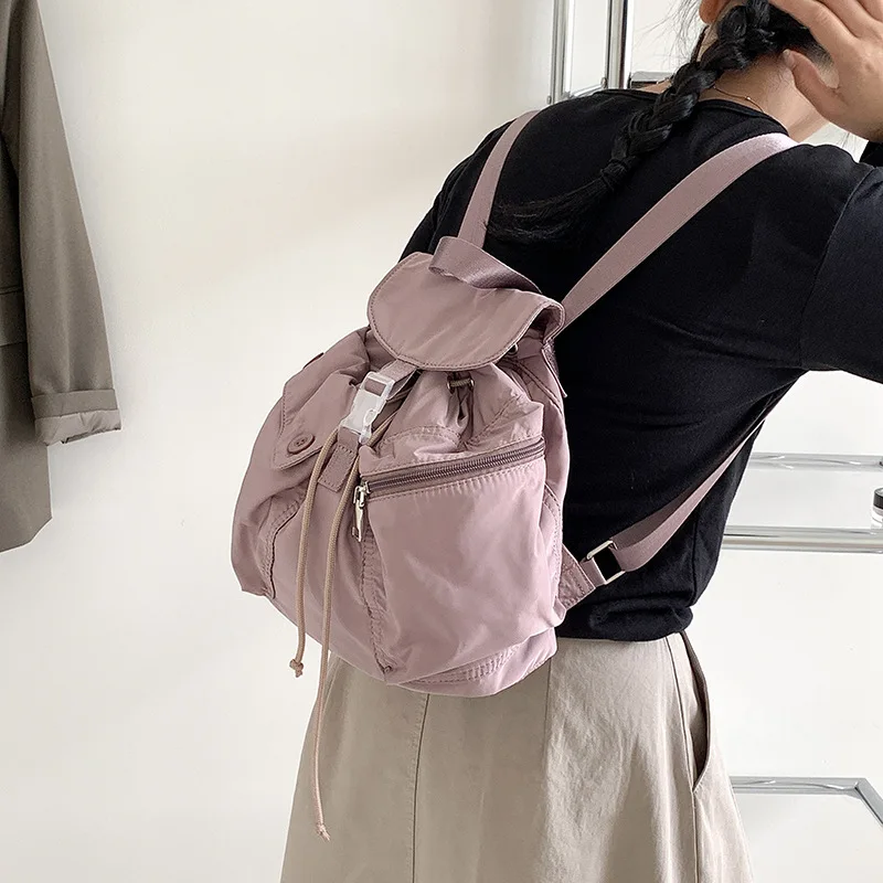 Versatile Women's Multi-Functional Nylon Backpack Fashionable Waterproof Anti-Theft Schoolbag for College Students