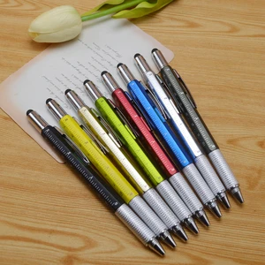 New 5 n 1 Screwdriver Ruler Stylus Spirit Level Multi Function Metal Tool Ballpoint Pen