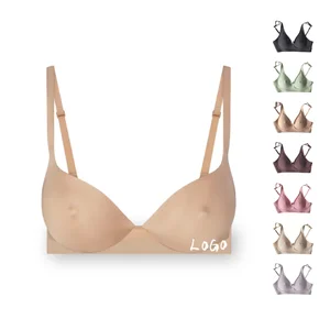 OEM Women's Comfortable Thin Jelly Bra Wireless Raised Nipple Push-Up Sexy Lady Nipple Bra for Summer