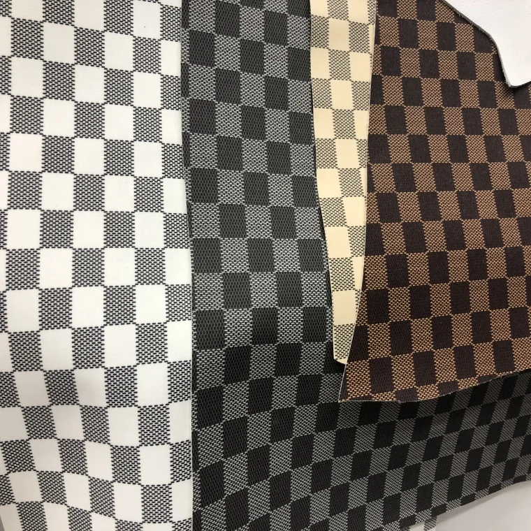 Popular Texture Square Grid Decorative Plaid Pattern PU Woven Leather for Floor Doormat Door Mat Phone Case Bag Fabric