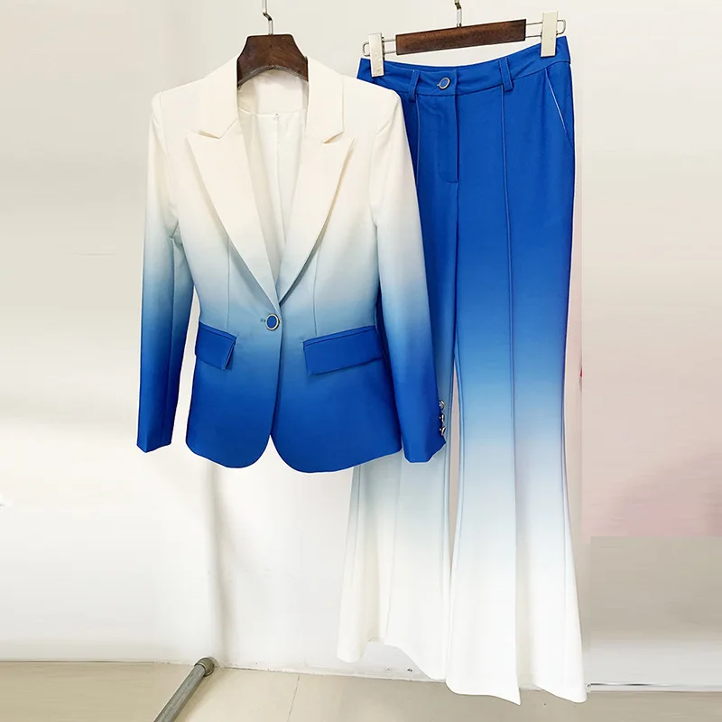 Ocstrade Autumn 2023 Gradient Suit - Elegant Blue Blazer
