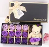 2 fleurs plus ours violet trois couleurs