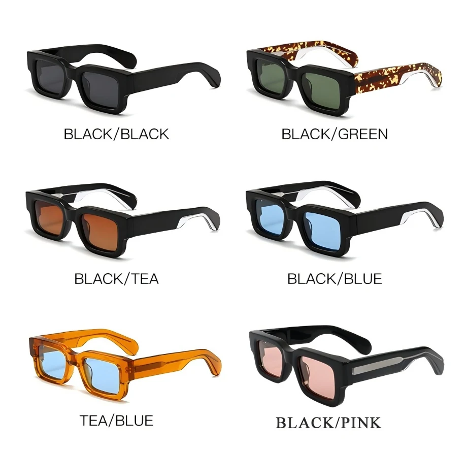 Hochwertige polarisierte Acetat-Sonnenbrille für Damen und Herren, individuelles Logo, dicker quadratischer Rahmen, rechteckige TAC-Gläser_voghion.com
