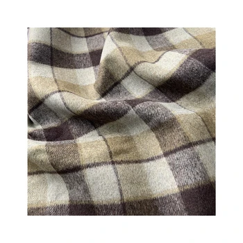 solid color smooth long hair thickening double faced plaid alpaca wool fabric
