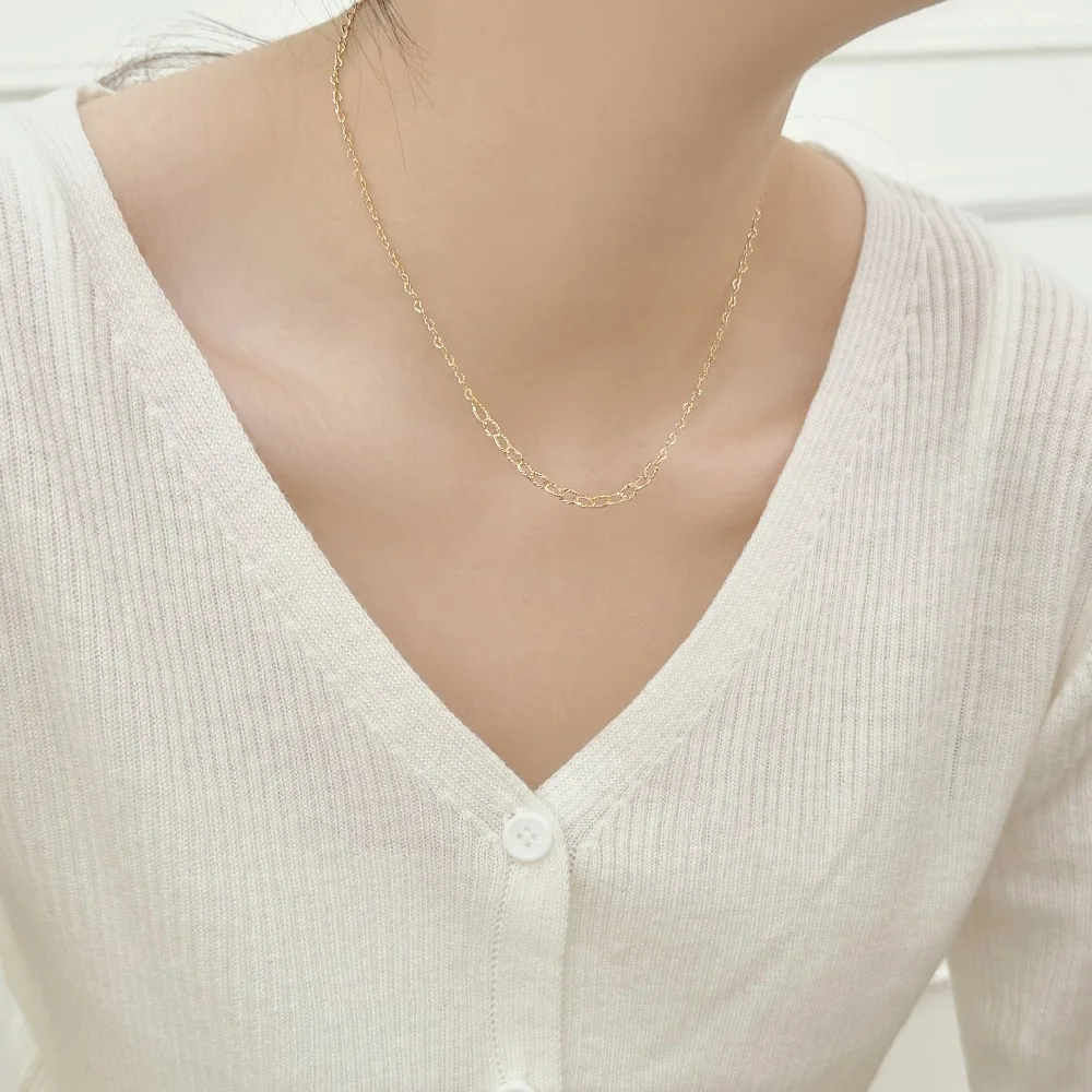 KAKODIY simple design 925 sterling silver rhodium 14K gold plated chain necklace for everyday wear detail 9