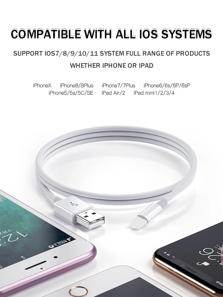 Premium Usb Cable For Iphone 12 2.1a Fast Charging Usb Data Cable For