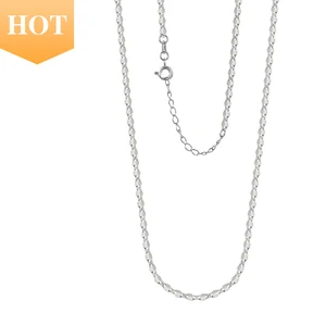 XH Women's 16-Inch Waterproof Real 925 Sterling Silver Necklace Fine Jewelry Rope Chain Fashionable Classic Design for Weddings