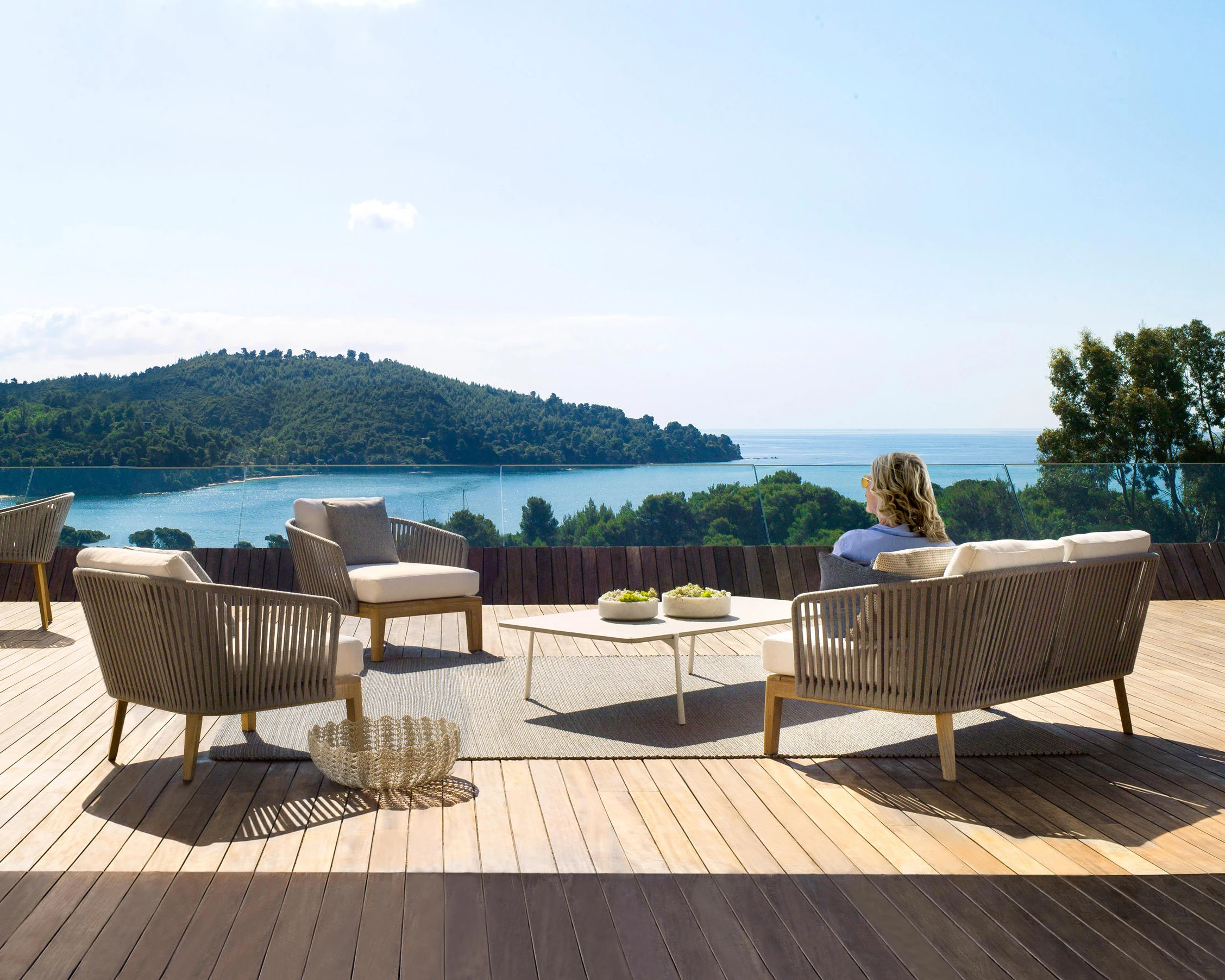 Factory Company Teak Wood Sofa Set Outdoor Garden Furniture Roof Top Patio Sofa Furniture Design