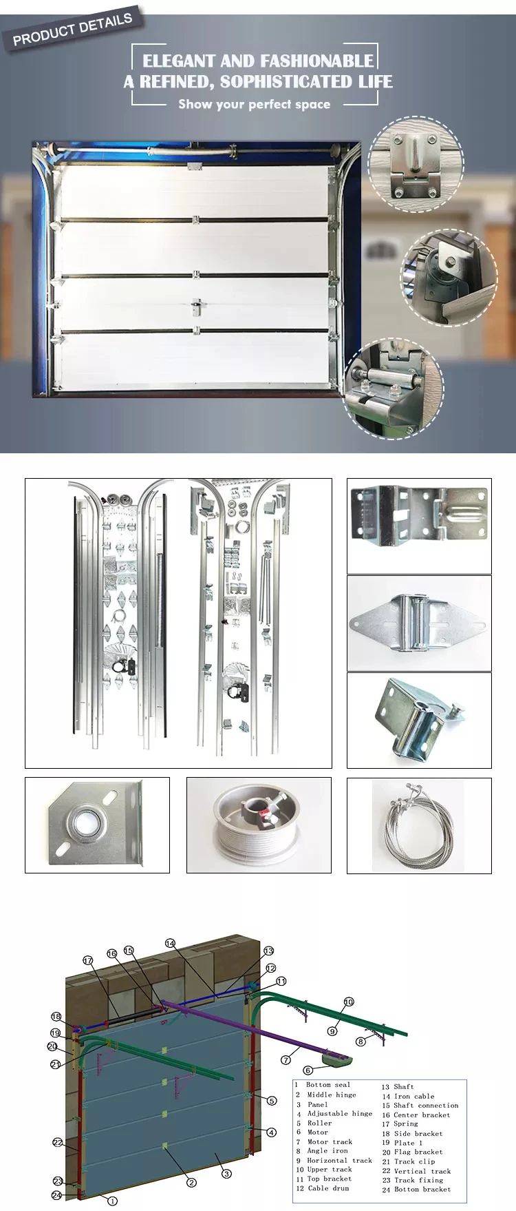 Minglei USA Low Price Roll Up Garage Doors Finger Protected Galvanized Steel Garage Door factory