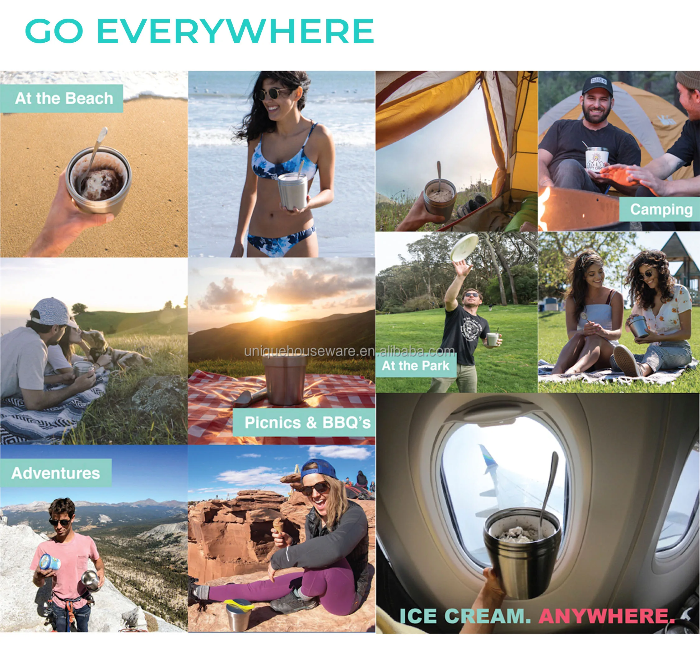 16oz Ice Cream Pint Double Wall Vacuum Insulated Stainless Steel Ice