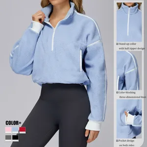 High Quality Winter Style Zippy Hoodie Stand-up Windproof Warm Jacket Custom Logo Running Sports Wear Pullover Hoodies for Women