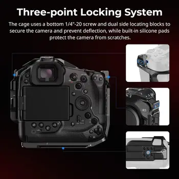 For SmallRig 5413 Full-Cover Cage for Canon R1 Detachable Cold Shoe Mount Quick Release Plates 1/4"-20 3/8"-16 ARRI Holes detail image