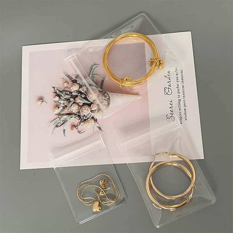 Transparent EVA jewelry pouch with zipper closure and anti-oxidation protection