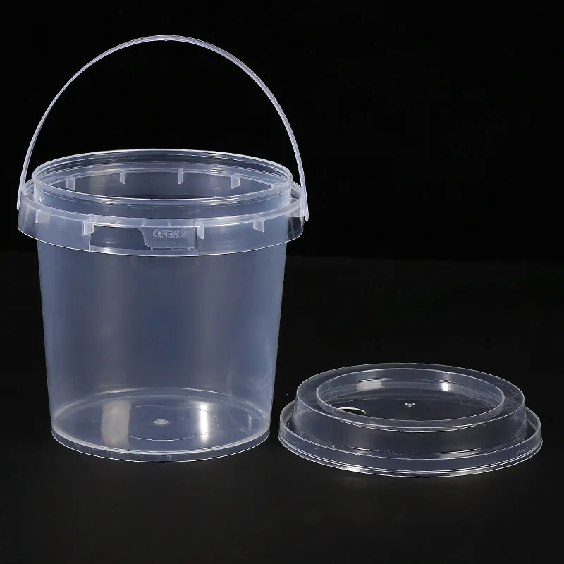 Free Sample 0.5/1/2 Litre Food Grade Clear Plastic Round Square Buckets With Lids Plastic Pail