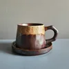 Tasse et soucoupe marron café, émaillage brun, 310 ml