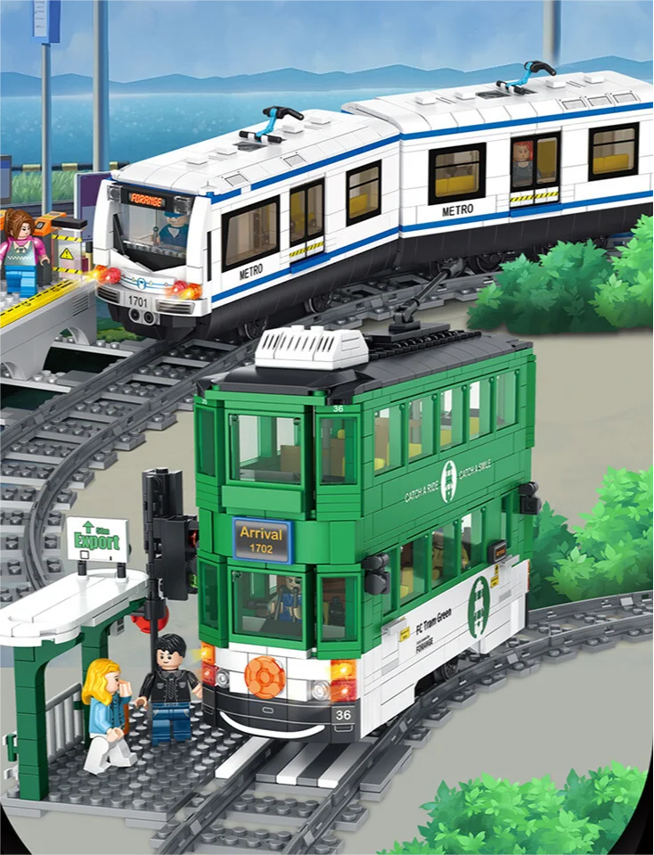 City Vehicle 3D Puzzle Train Building Block Set Electronic Railway
