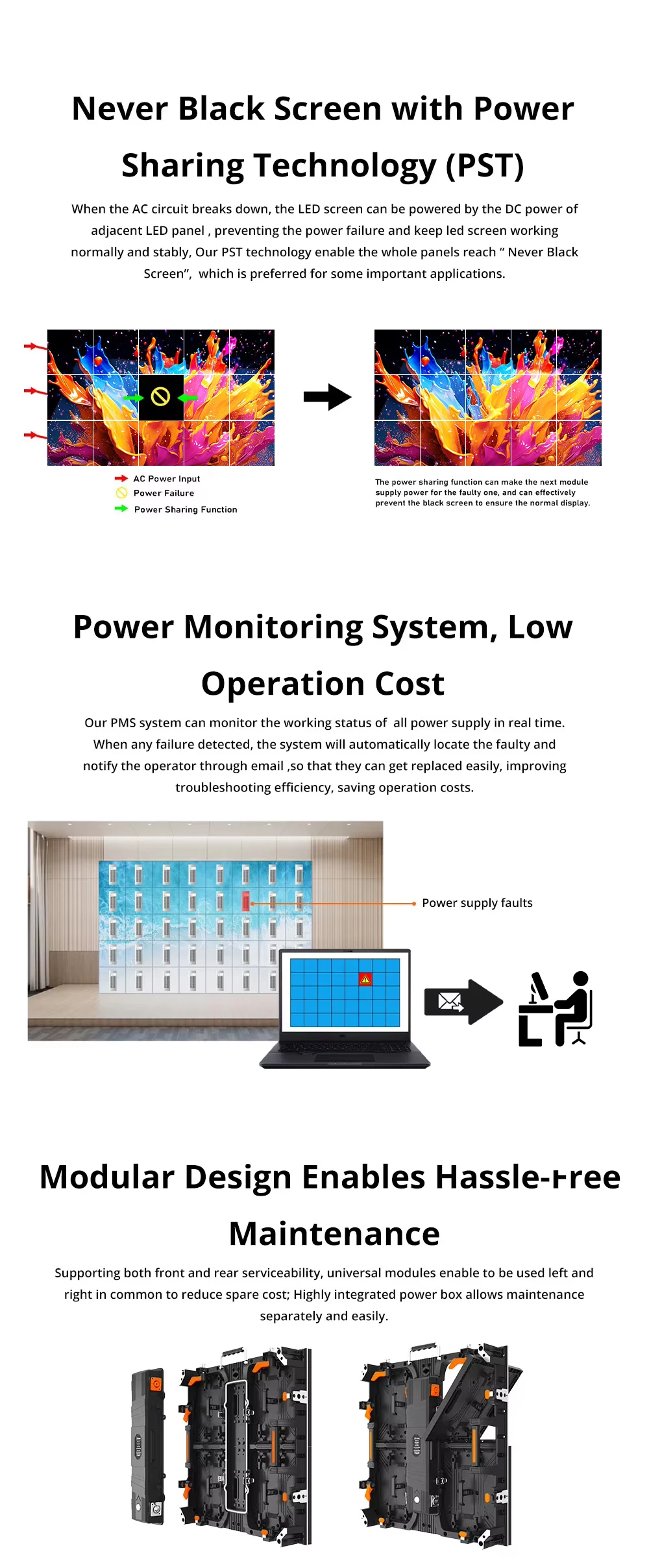 3m X 2m 4x2 Optoelectronic Video Wall - Full Color LED Display