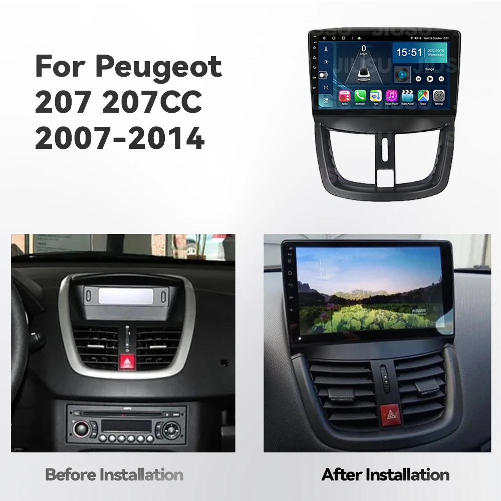 Touch Screen Android Car Radio GPS Navigation DVD Player Stereo Multimedia Audio System for Peugeot 207 207CC 2007-2014