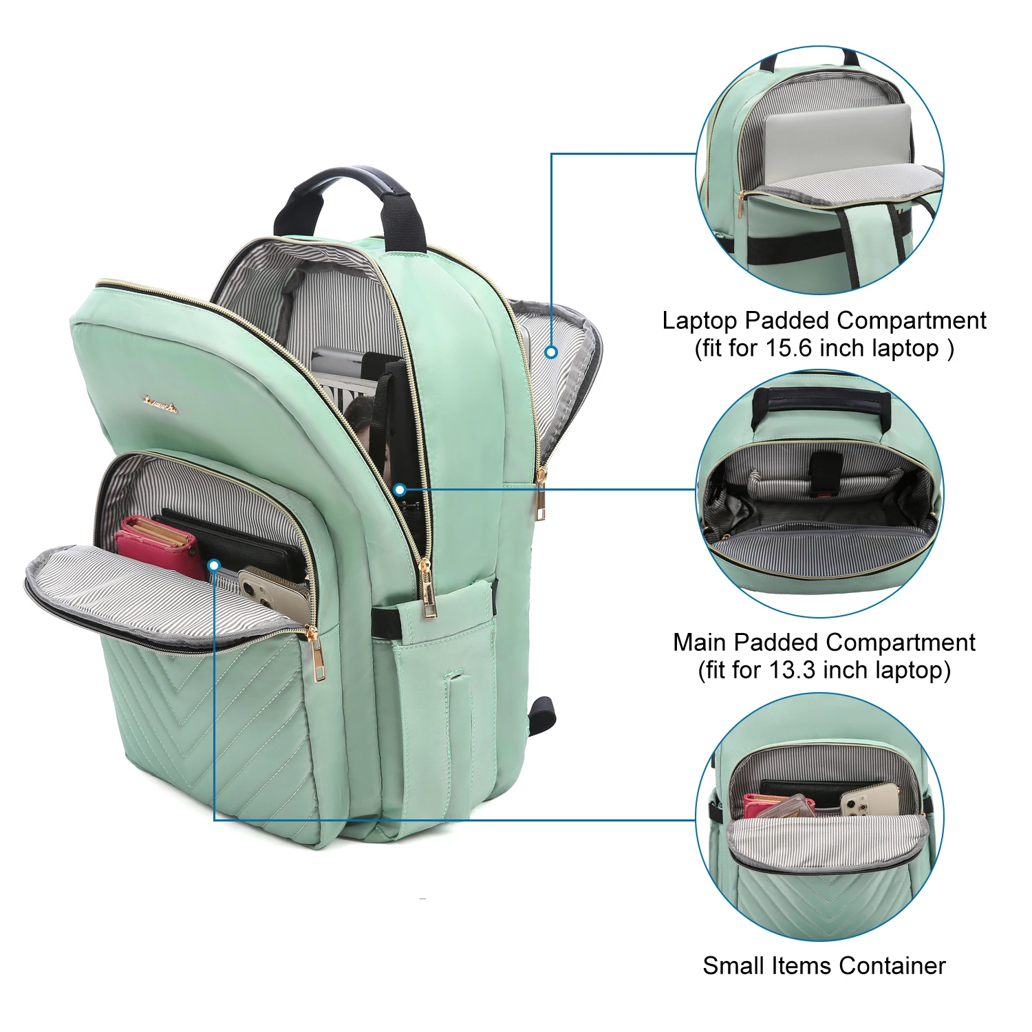 LOVEVOOK 14 pollici trapuntato elegante borsa per Computer da  lavoro da donna borsa borsa da scuola grande zaino da viaggio per ragazze