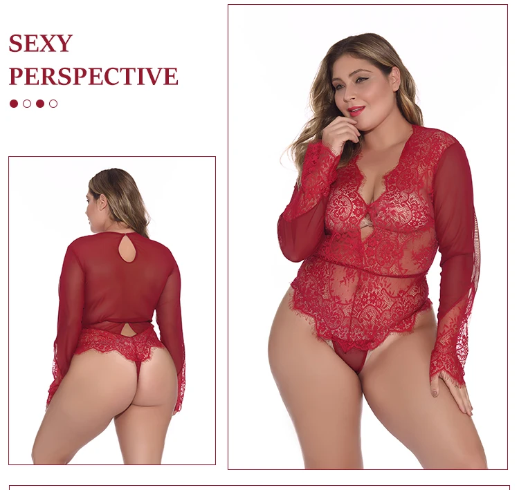 Sling jumpsuit open file lace red oversize sexy lingerie bra erotic suit for women