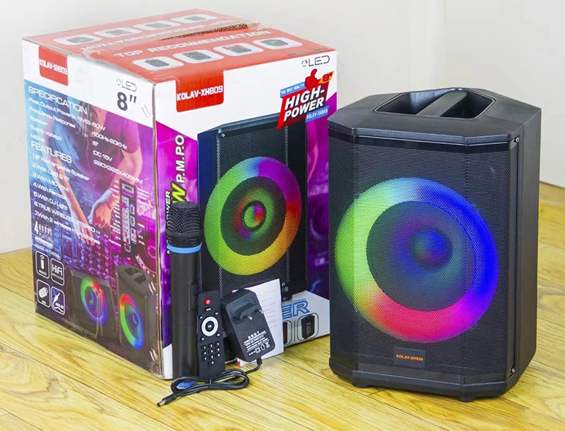 Kolavxh809 Portable Bt Amplified 8" Speaker Extra Bass With Builtin