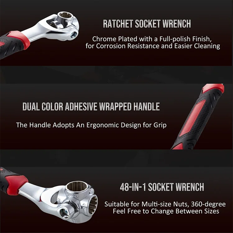 48 in 1 Tools Socket Adjustable Ratchet Wrench for Furniture Car Repair