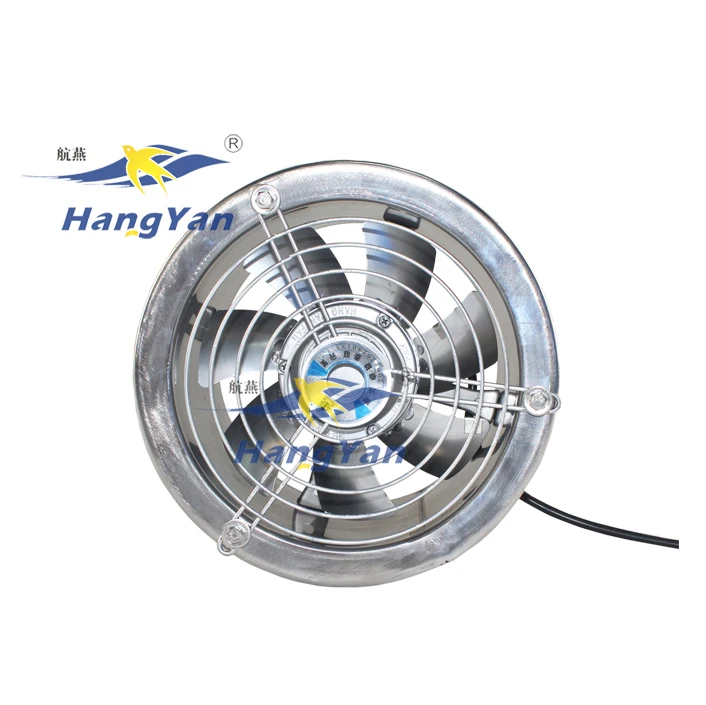 304 Stainless Steel 400mm Long Tube External Rotor Axial Exhaust Fan For Kitchen and Bath