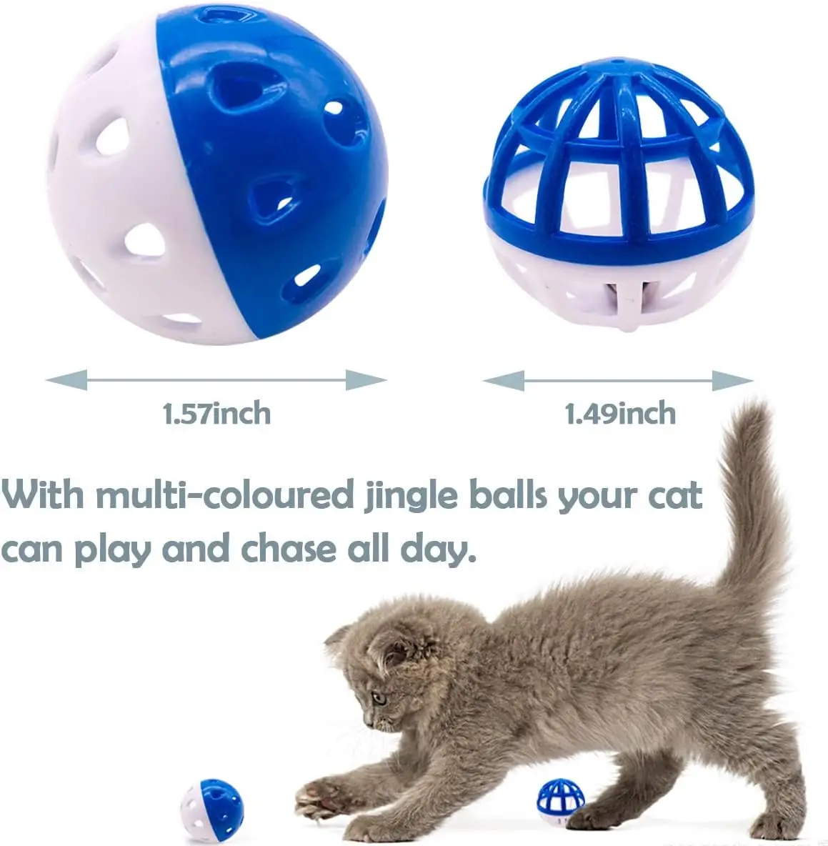 Hollow Plastic Cat Interactive Training Chase Ball Tease Toys With