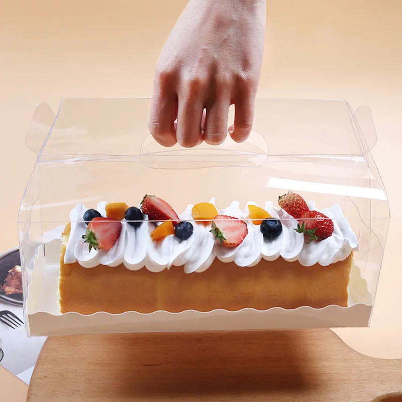 Wholesale Disposable Portable Clear Rectangular Cake Box Wedding Handmade Gift Packaging Supplies Transparent Packing Material