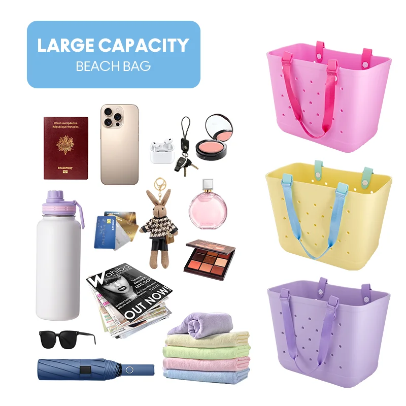 Cambodia Stylish and Practical Custom Pattern EVA Beach Bag Tote Portable and Open Type for Beach Carrying Essentials