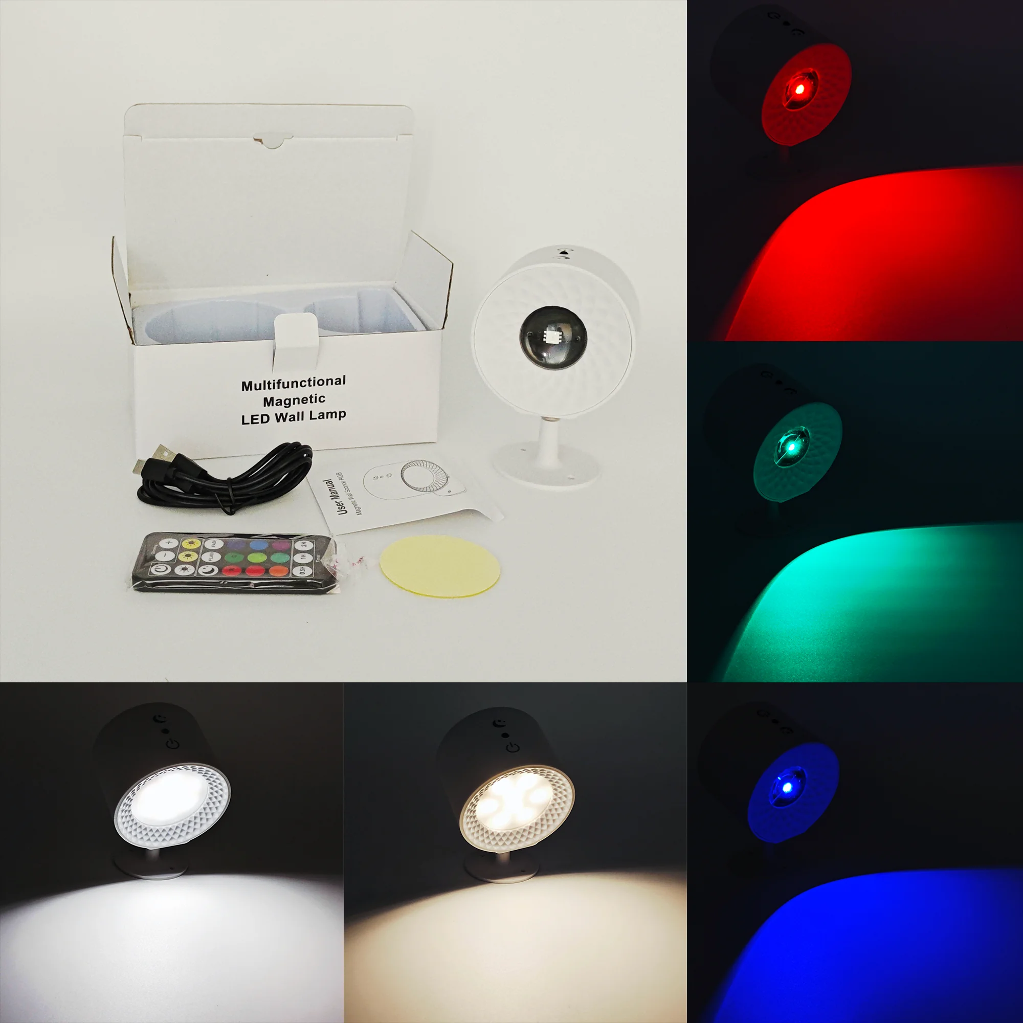 Dimmable Remote Control LED Wall Lamp Touch Switch USB Rechargeable Reading Light Indoor Lighting Magnet Adsorption Wall Light