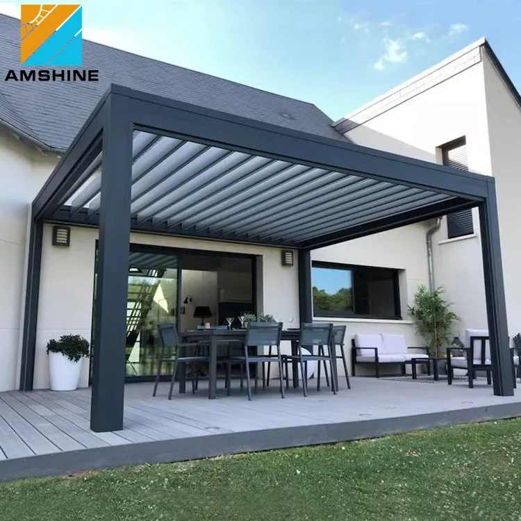 Customized Pergola Electric Remote Control Louvre Roof Gazebo for Swimming Pool